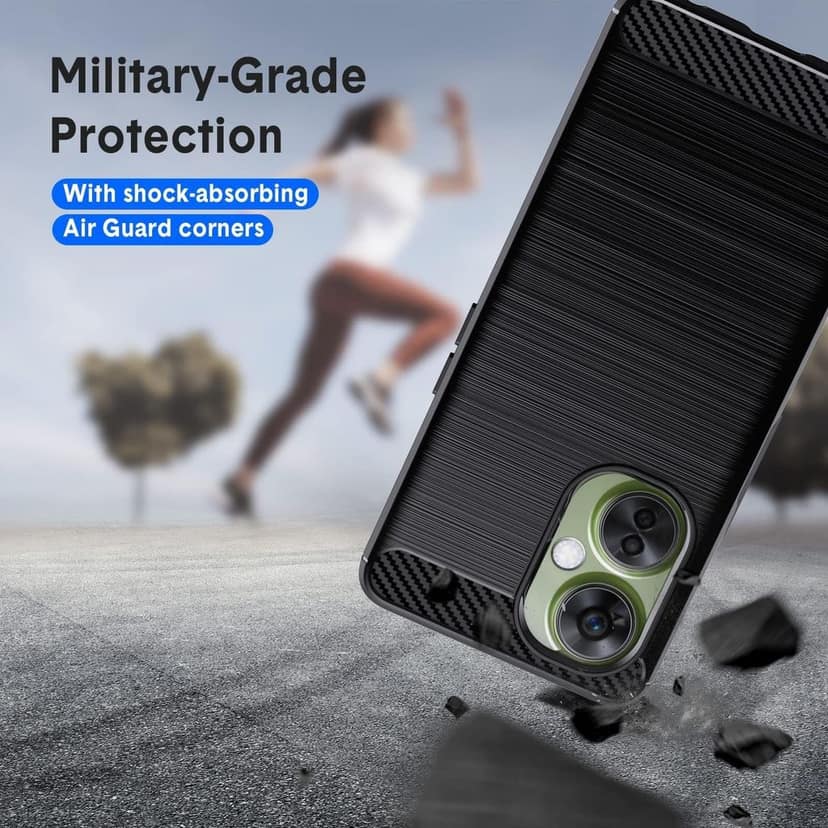 Natbok Designed for OnePlus Nord CE 3 Lite 5G Case, Flexible TPU [Brushed Texture] [Anti-Slip] Shockproof Military Protection Bumper Phone Case,Slim Case Cover for OnePlus Nord CE 3 Lite 5G,Black view 4