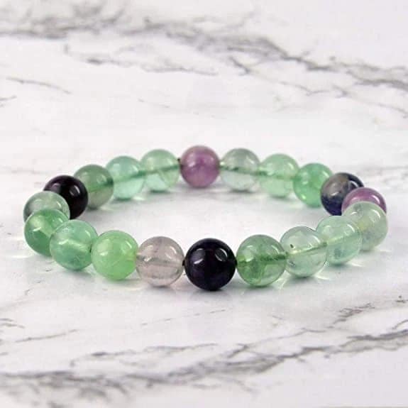 Ekdant Natural Multi Fluorite Bracelet 6 mm Beads Bracelet Round Shape for Reiki Healing and Crystal Healing Stone Semi Precious Gemstones Stretchable Bracelet view 5