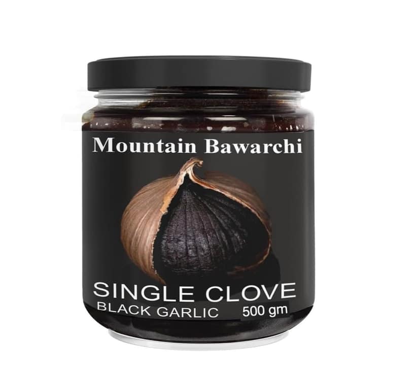 Black Garlic Single Clove - 500 gm| Ready to Eat | Garlic Highly Nutritious - No Preservative | Single Clove 500 Grams by Mountain Bawarchi
