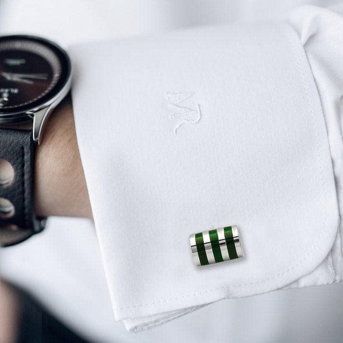 Silver Green Stripe Limited Edition Cufflinks view 2