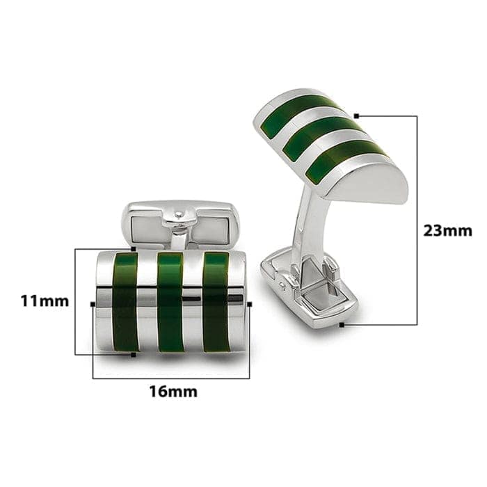 Silver Green Stripe Limited Edition Cufflinks view 3