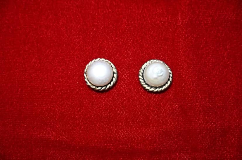 Organic Raw Unpolished Pearl Earrings . view 2