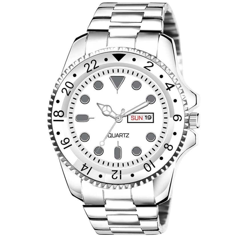 Silver Day-Date Function Casual Analog Watch for Men LR131