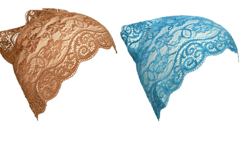 Girls and Womens Hijab Cap Hijab Headband, Under Hijab Scarf Tawny and Light Blue Naqab Head Scarf (2 pcs) view 2