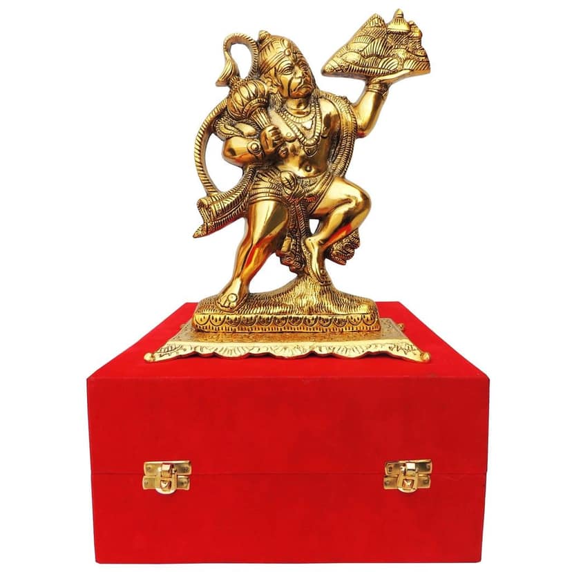 Aluminium Hanuman Ji Idol Statue for Strength & Protection Home Decor, Height : 10.8 Inch (ASMAS362 G) view 2