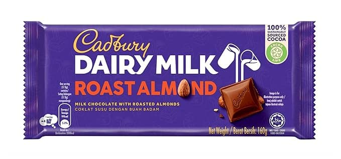 Cadbury Dairy Milk Chocolate - Roast Almond, 165 g