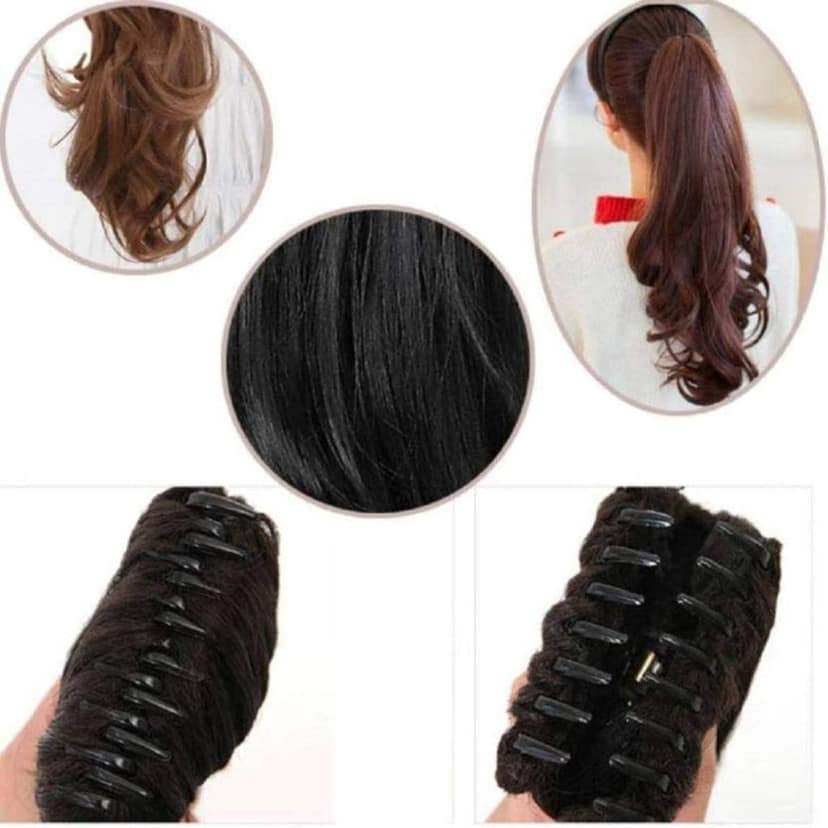 AkashKrishna Long Ponytail Hair Clutcher, Extension Curly For Add Volume For Women And Girls (Black) Synthetic Fiber view 4