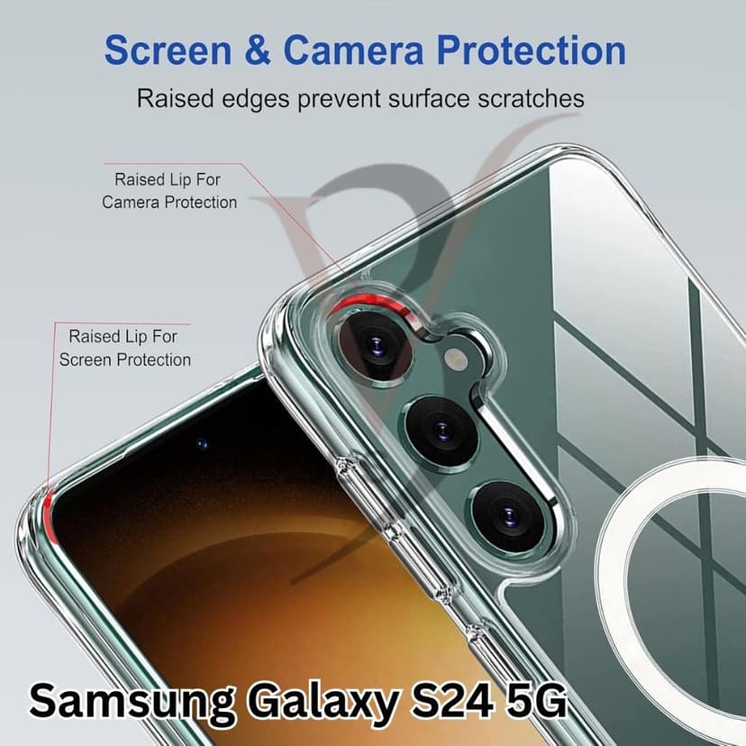 V3Deals Hybrid Back Cover Case for Samsung Galaxy S24 5G | Ma gsa fe Compatible | N52 Magnetic Ring | Anti-Yellow Hard Transparent Back | Shockproof | PC & TPU (Transparent, S24 (Magnetic)) view 3