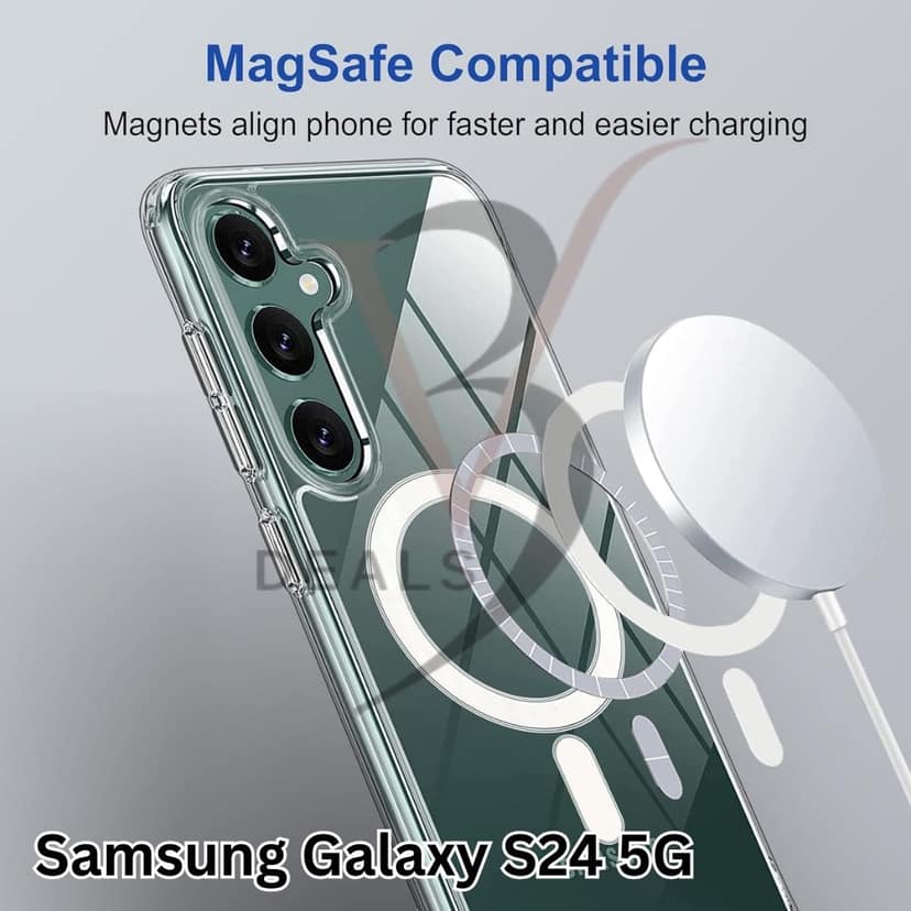 V3Deals Hybrid Back Cover Case for Samsung Galaxy S24 5G | Ma gsa fe Compatible | N52 Magnetic Ring | Anti-Yellow Hard Transparent Back | Shockproof | PC & TPU (Transparent, S24 (Magnetic)) view 4