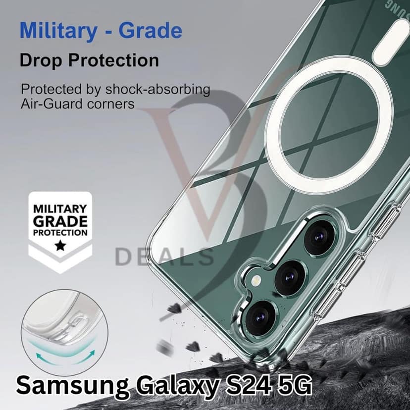 V3Deals Hybrid Back Cover Case for Samsung Galaxy S24 5G | Ma gsa fe Compatible | N52 Magnetic Ring | Anti-Yellow Hard Transparent Back | Shockproof | PC & TPU (Transparent, S24 (Magnetic)) view 5