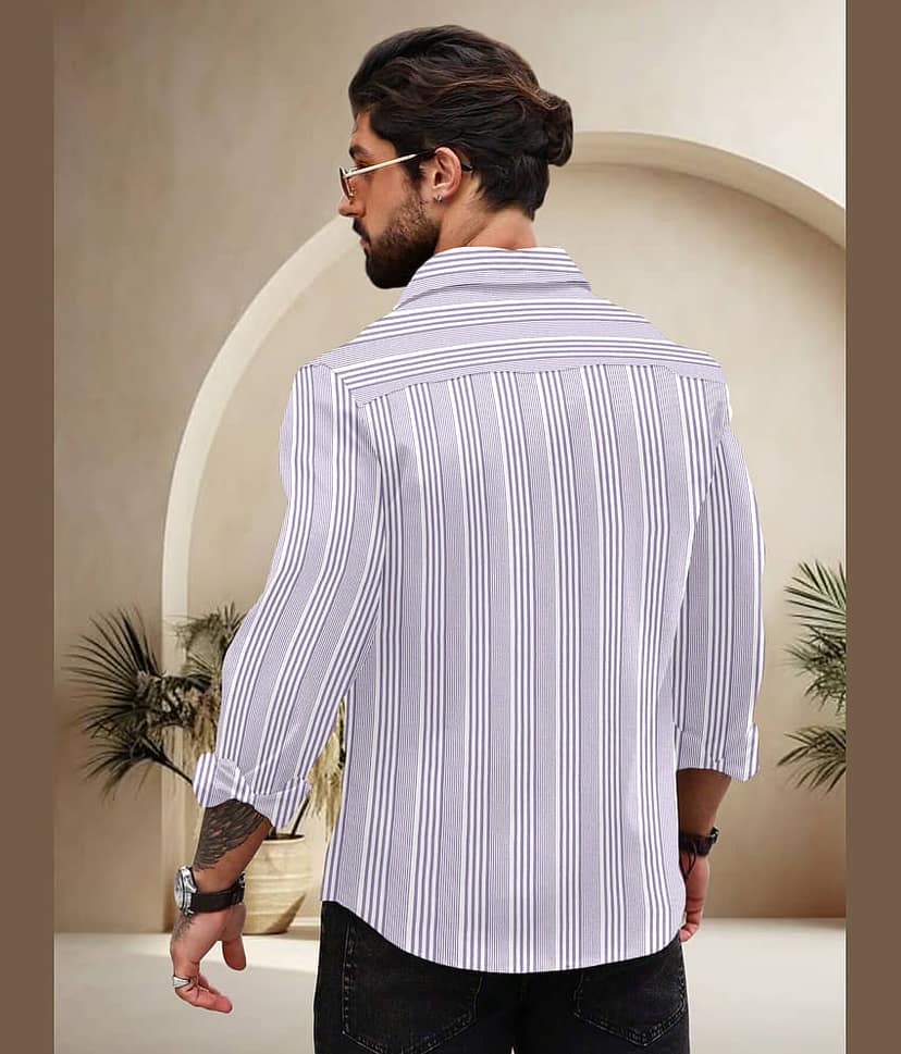 Nofilter Cotton Blend Regular Fit Striped Full Sleeves Men's Casual Shirt - Purple ( Pack of 1 ) view 2