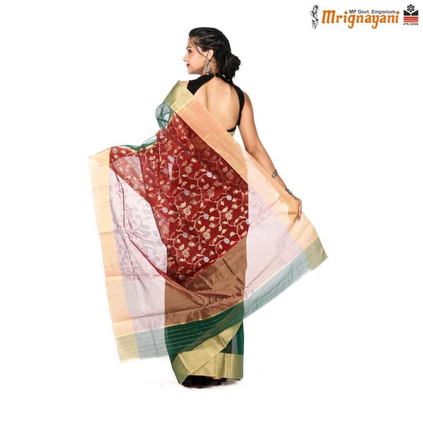 HANDLOOM CHANDERI SILK SAREE WITH BLOUSE (SKU - 1SC107310522,SAREE-1087) view 2
