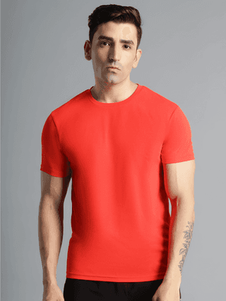 Budoc Round Neck Half Sleeve Solid Regular fit Polyester T-shirt for Men Comfortable Breathable Fabric Stretchable for Everyday Use Ideal for Yoga Training Gym Running or Performance