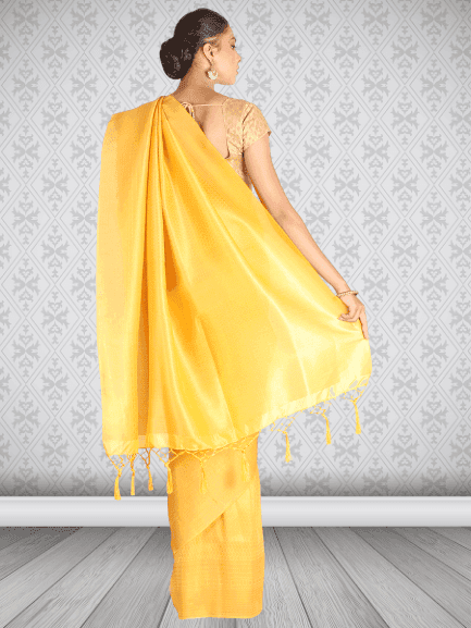 Yellow Khadi Silk Saree view 2