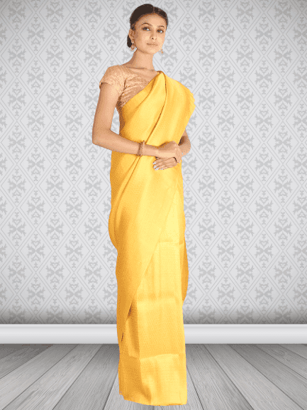 Yellow Khadi Silk Saree view 3