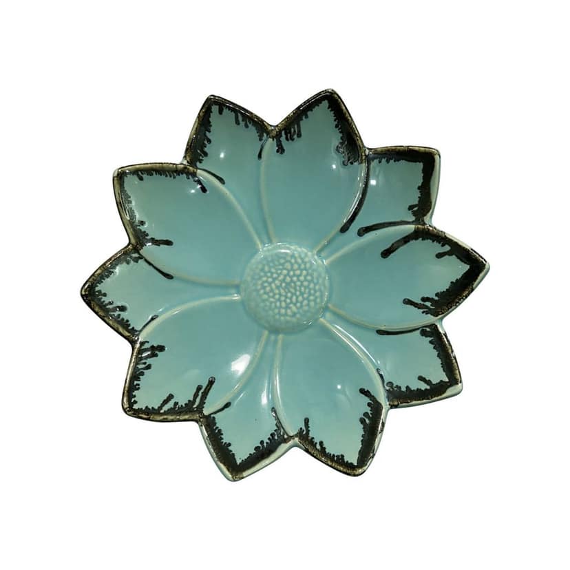 Ceramic Dining Studio Collection Sea Green Lotus Shaped 11.7 Inches Serving Platter view 2