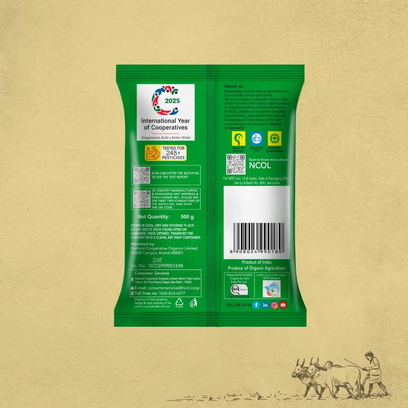 Bharat Organics Unpolished Masoor Dal Split - 500g view 2