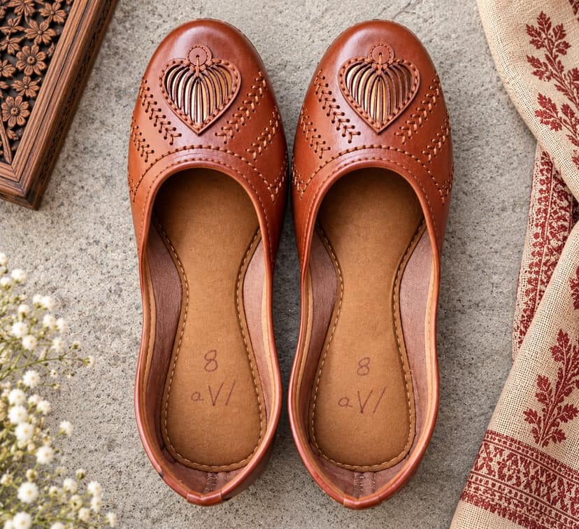 Handmade Leather Jutti | Rajasthani Mojari | Punjabi Jutti | Women’s Traditional Shoes view 3