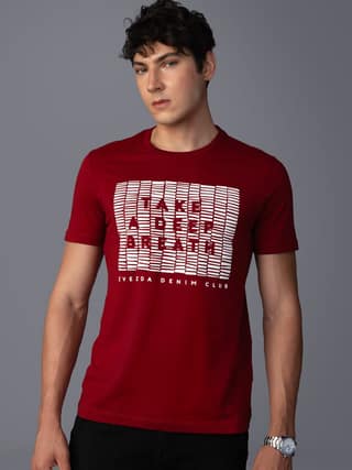Men’s Cotton Breathable Round Neck Summer Branded T-Shirt-Dark Red