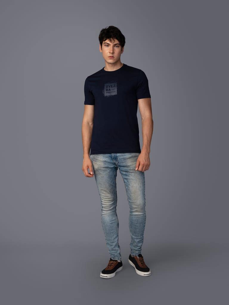 Men’s Premium Pure Cotton Branded T-Shirt-Navy view 5
