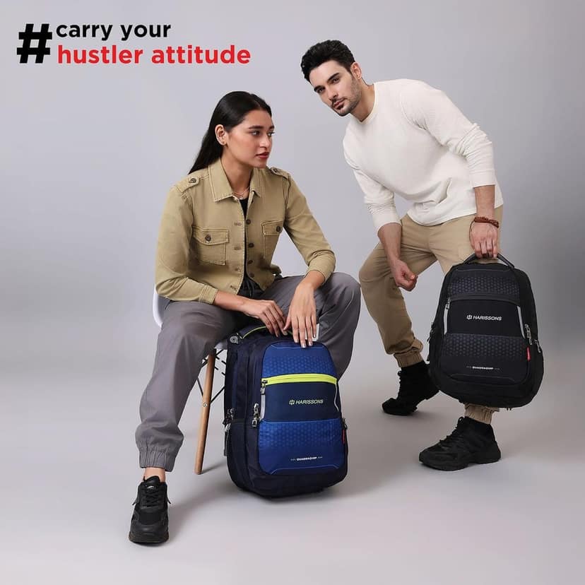 HARISSONS Speckle 40L Travel Laptop Backpack | Water-Resistant Dobby PU Polyester | Fits 15.6" Laptop | Rain Cover, Secret Pocket, Ventilated Back Panel | Work, Travel & College view 2