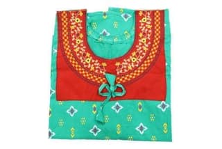 Green Embroidered Nighty with Red Yoke