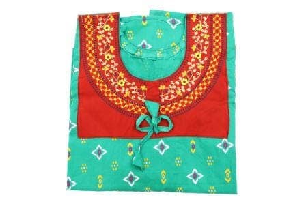 Green Embroidered Nighty with Red Yoke