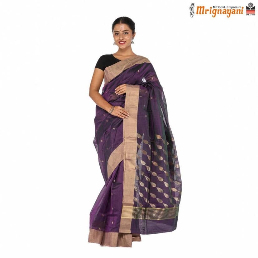 HANDLOOM CHANDERI SILK SAREE WITH BLOUSE (SKU - 1SC102120622 SAREE-1038) view 2