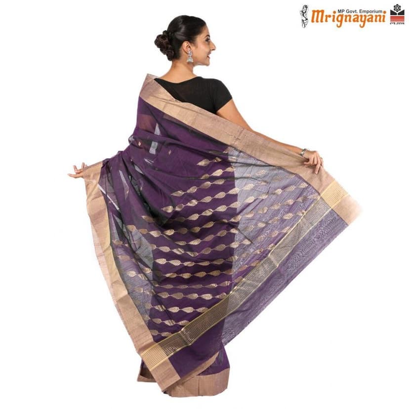 HANDLOOM CHANDERI SILK SAREE WITH BLOUSE (SKU - 1SC102120622 SAREE-1038) view 4