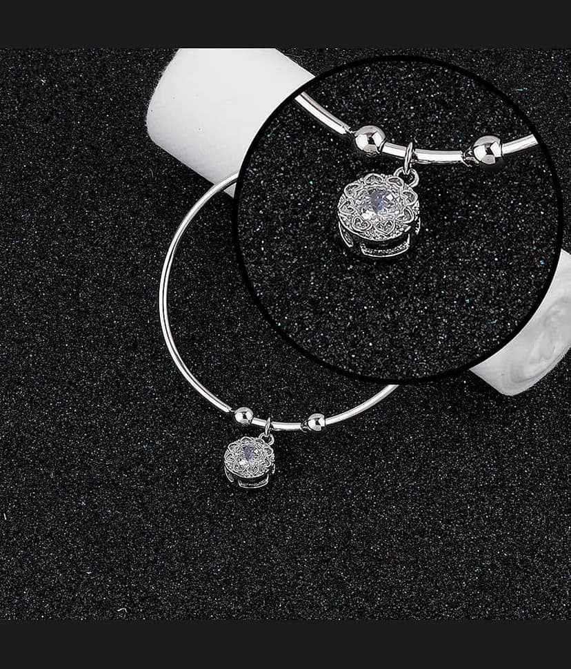 SILVER SHINE Party Wear Stylish Look Adjustable Bracelet With Diamond For Women Girls