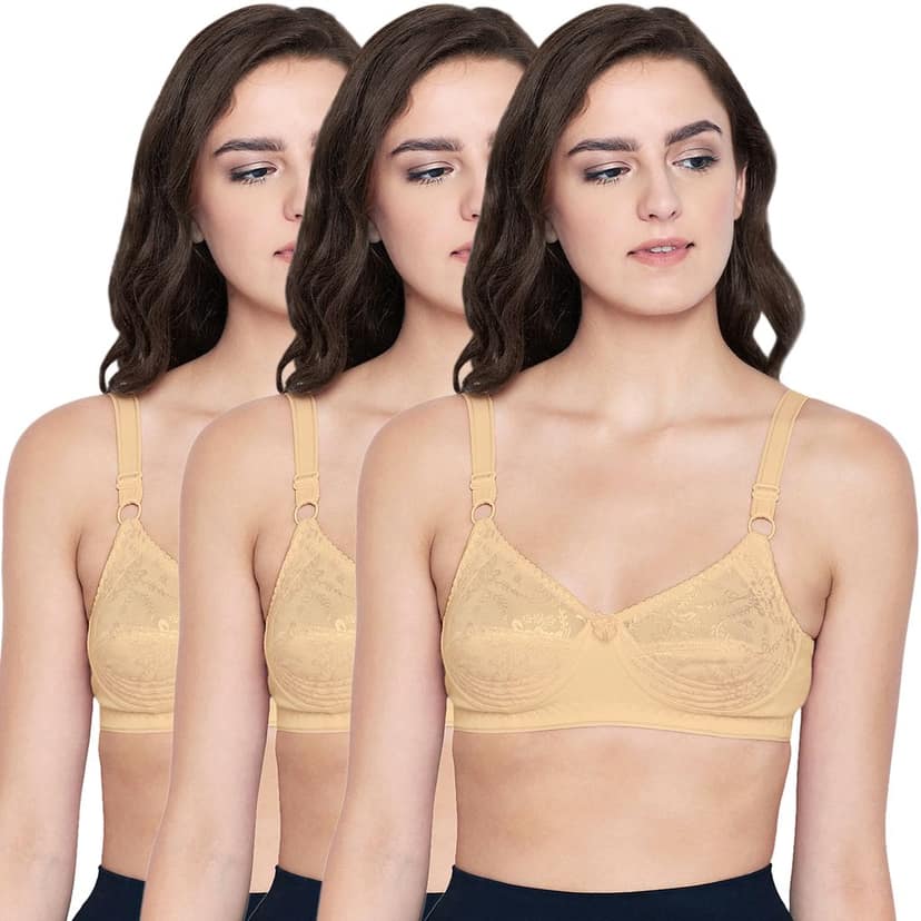Bodycare Cotton Non Padded Non wired Regular Bra-Pack of 3