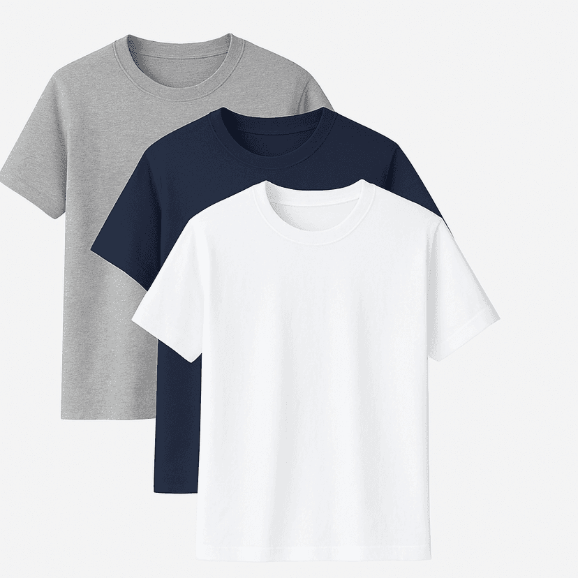 Navy, Grey & White 3 Pack Short Sleeve T-Shirts
