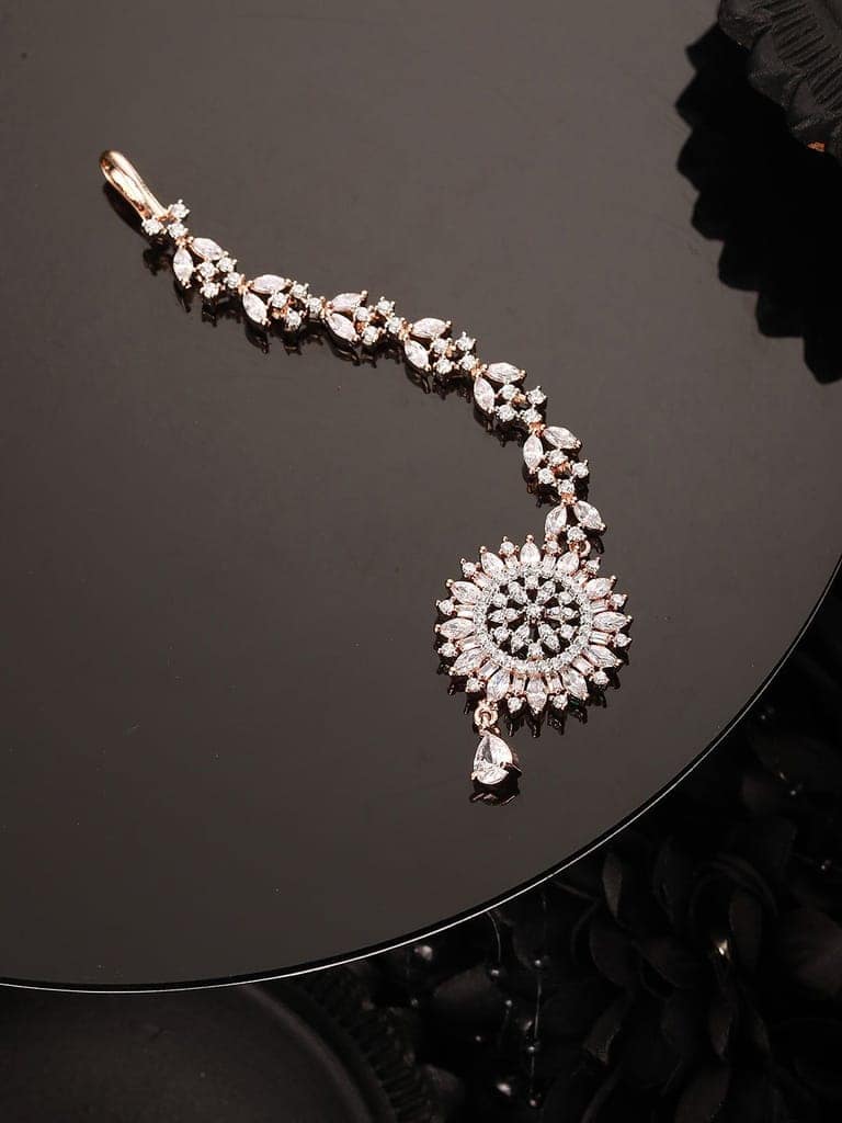 Stunning Floral Diamond Maang Tikka Rose Gold plated & Handcrafted for Women & Girls