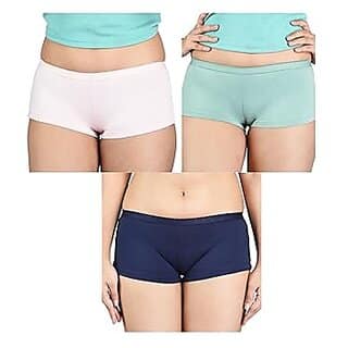 Ginash Cotton Elastane Women's Boyleg Pantie (Pack of 3)
