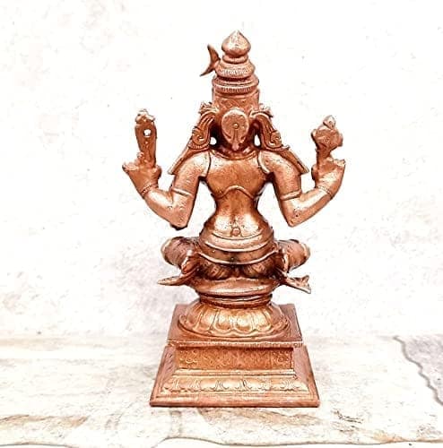 Searchers Paradise - Copper Idols Bhuvaneshvari, 4.3 inches, Copper Handmade 470 Grams, Patina Antique Finish, Pack of 1 Piece view 2