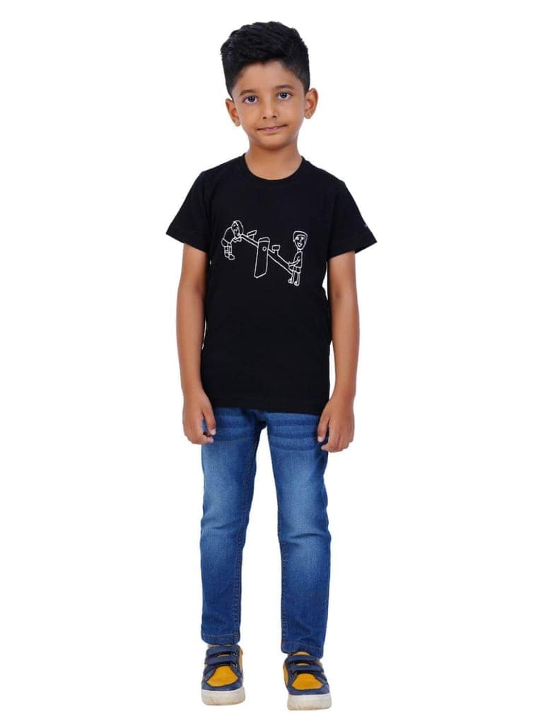 AIR GARB Boys Round Neck Printed Cotton T-shirt for 6-7 Years - Pack of 3 (K67-SBL-TW-CGR) Multicolour view 5