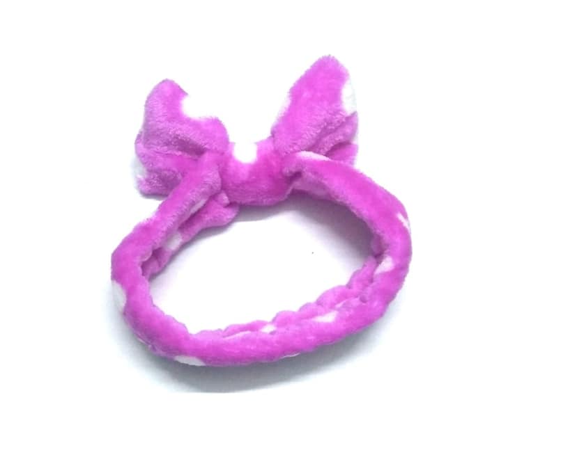 Nawani Facial Spa Makeup Cleansing Cute Bow Velvet Elastic Headband view 3