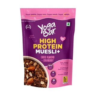 Yogabar Whey Protein Muesli Choco Almond & Cranberry 21g High Protein, Almonds & Probiotics Muesli with Dark Chocolate, 350g Yogabar High Protein Muesli Choco Almond & Cranberry 23g per 100g High Protein, Almonds & Probiotics Muesli with Dark Chocolate,