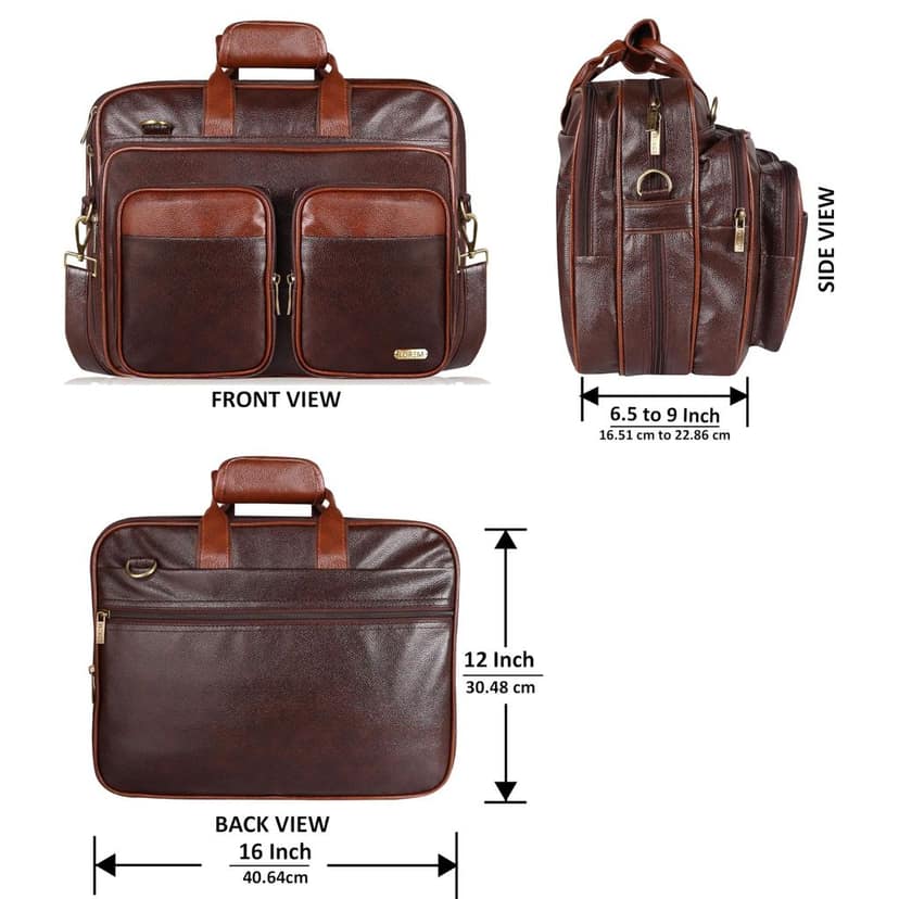 LOREM Black & Tan Color PVC Coated Fabric 28L Laptop Messenger Bag For Men BG95 view 3
