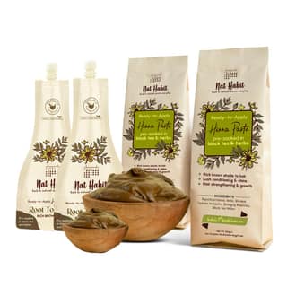 Nat Habit Ready-To-Apply Henna Paste & Root Touch Up - The Ideal Combo For Hair Deep Conditioning & Hair Fall With Rich Dark Brown Color (Combo Pack of 3) Nat Habit Ready-To-Apply Henna Paste & Root Touch Up - The Ideal Combo For Hair Deep Conditioning &