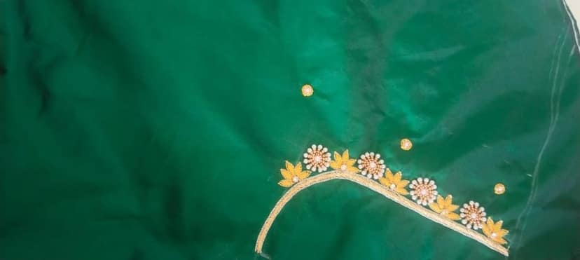 Green blouse with intricate embroidery view 4