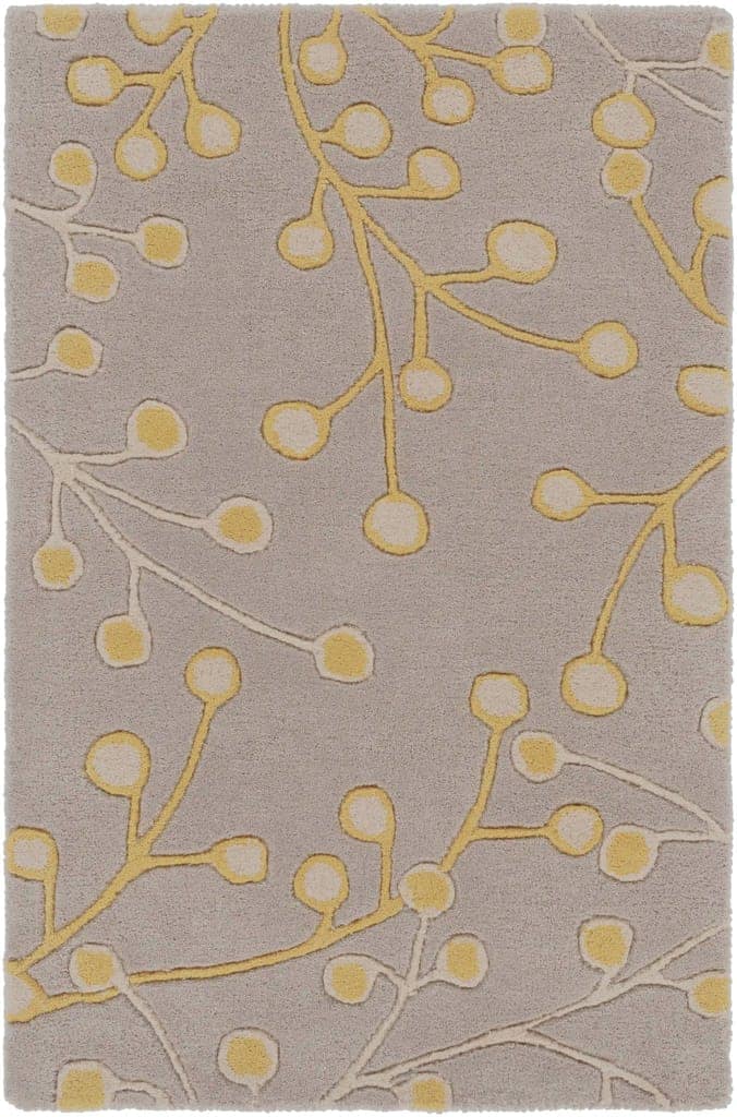 Hand Tufted Athena Gray and Yellow Floral Wool Rug view 2