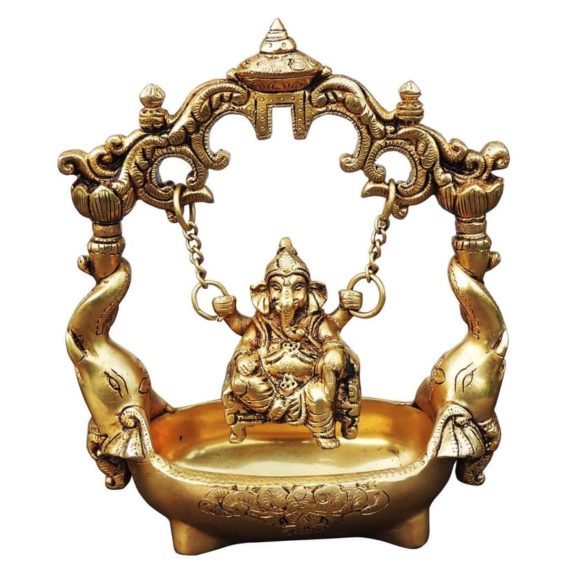 Brass Showpiece Ganesh Jhula God Idol Statue (BSMAS1757 C) view 2