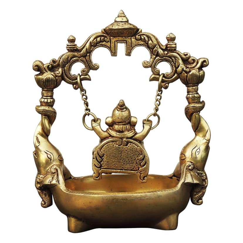 Brass Showpiece Ganesh Jhula God Idol Statue (BSMAS1757 C) view 3