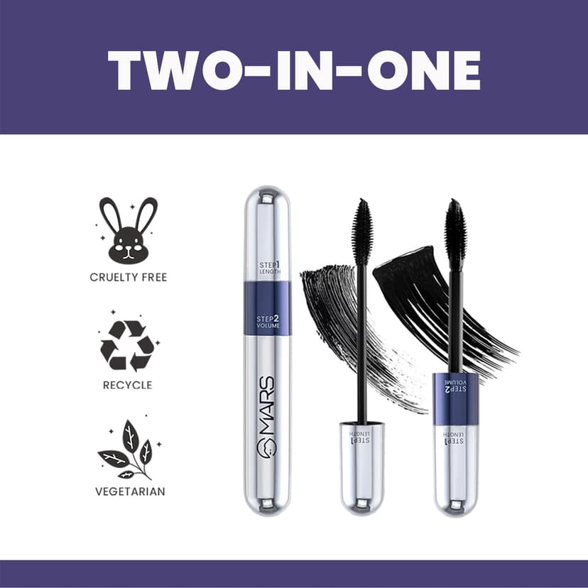 MARS Double Trouble Mascara - 2 Step Volumizing & Lengthening - Jet Black view 4