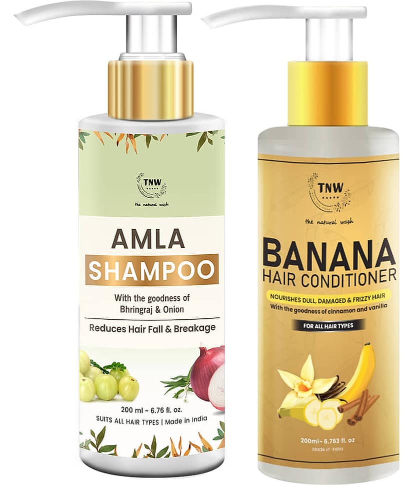 TNW - The Natural Wash Amla Shampoo Banana Conditoner for Hair Shampoo + Conditioner 400 mL Pack of 2