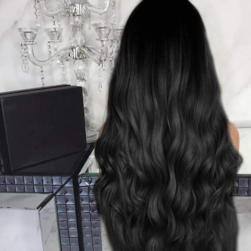 Akashkrishna Hairs Wigs Stylish Light Weight Comfortable Full Head Hair Wig For Cosplay Women Synthetic Hair Long Wavy Natural Black Wig With Comb view 3