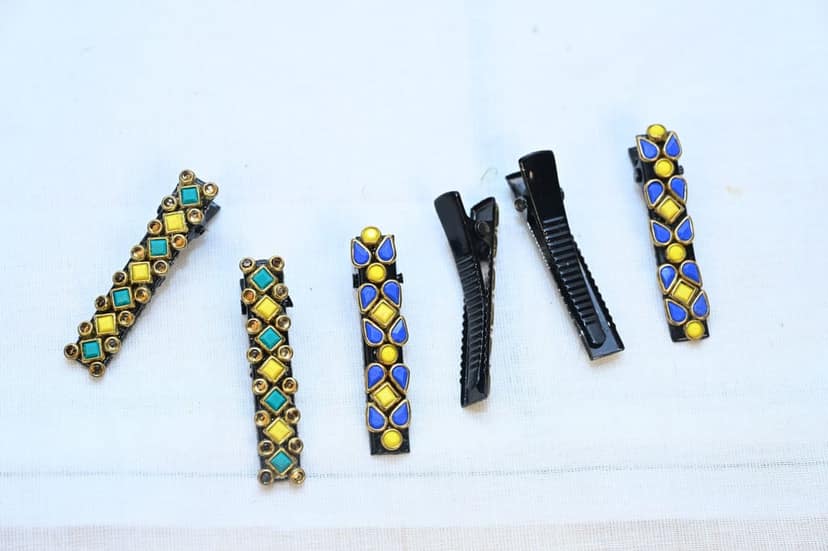 Rhinestone studded hair clips-2 view 3