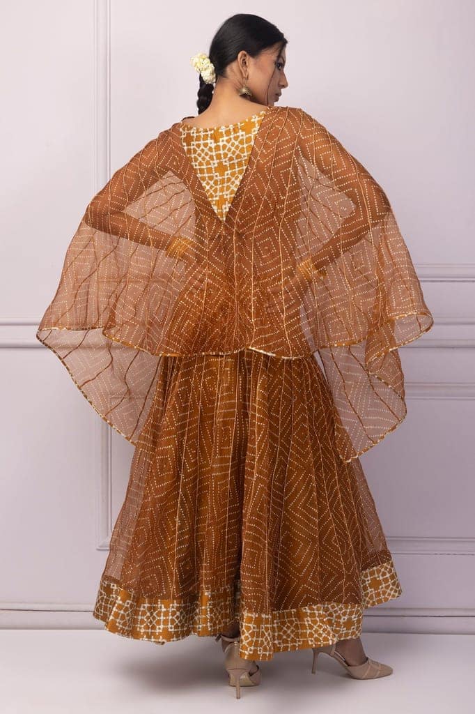 Muddy Yellow Corded Organza Cape view 3