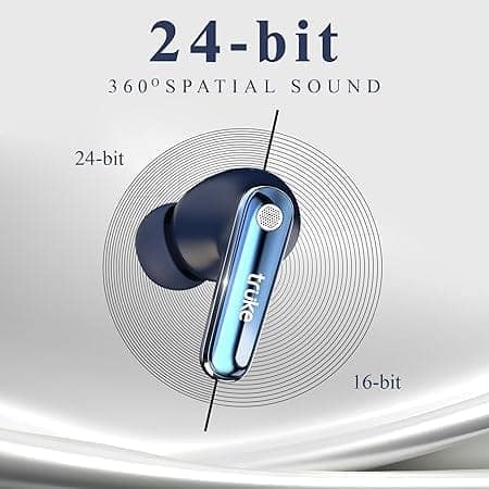 truke New Launch Mega 10 True Wireless in Ear Earbuds W/ 24-Bit Lossless Spatial Audio, 70H Battery Fast Charge Buds (Royal Blue) view 3